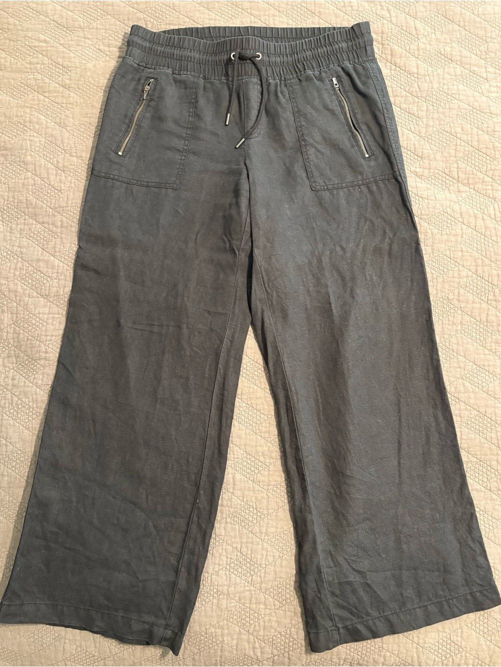 Athleta Wide-Leg Linen Drawstring Pants in Black - Picture 5 of 5
